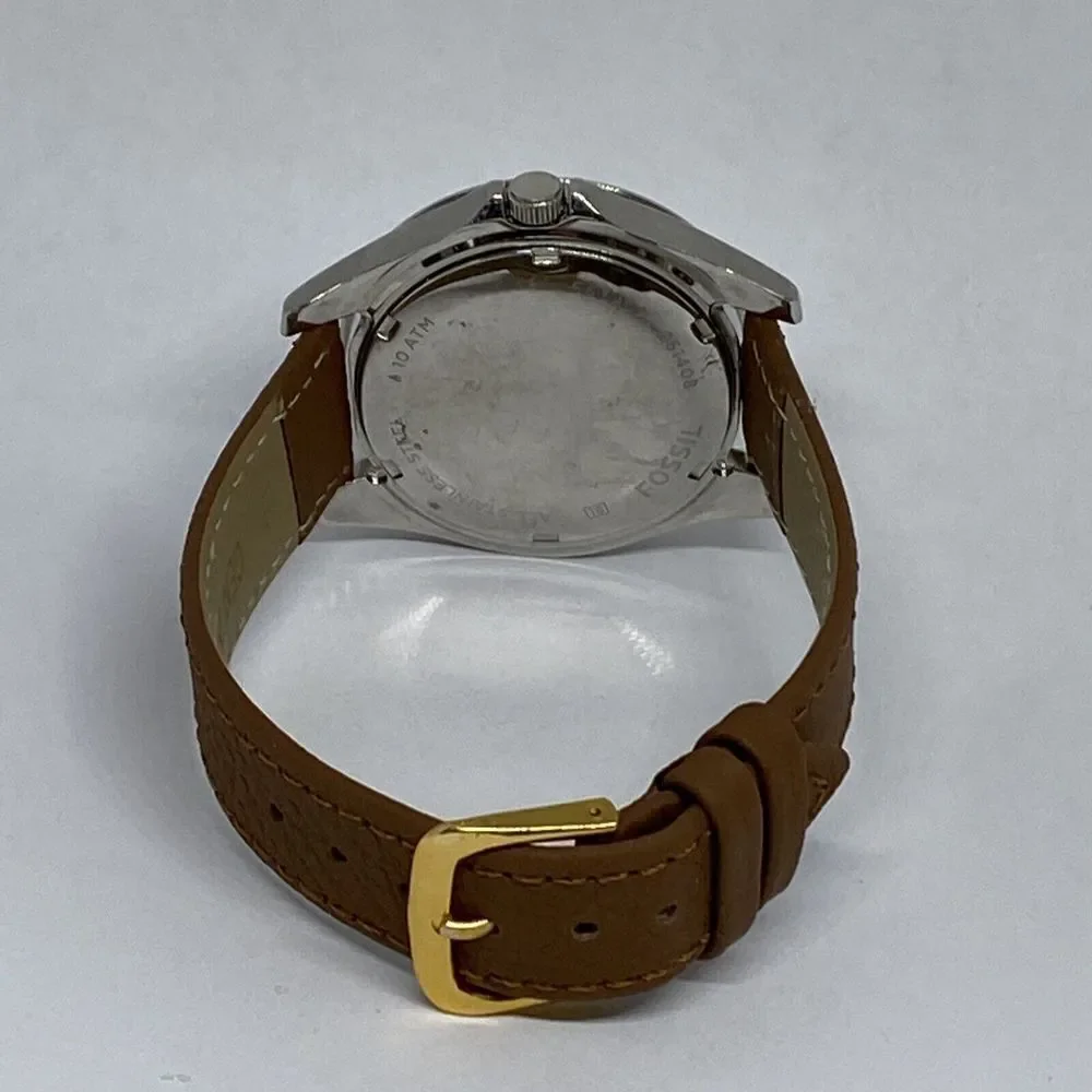 Fossil ES3202 Womens Brown Leather Analog White Dial Quartz Genuine Watch HK1064